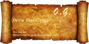 Opre Györgyi névjegykártya